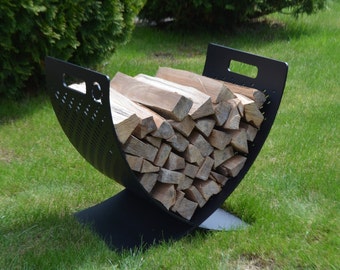 Brennholzhalter, Grillgeschenke, Stahlaufbewahrung für Holz mit Tisch, Metall-Brennholzaufbewahrung, Outdoor-Brennholzregal, Kaminbesteck, Geschenke für Papa