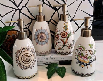 Art Nouveau Soap Pump Dispensers, Refillable Soap Pump Dispensers, Luxury Shampoo Soap Dispensers for Bathroom, Bathroom Accessories