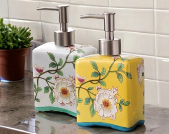 Keramik-Seifenpumpenspender, nachfüllbare Seifenpumpenspender, luxuriöse Shampoo-Seifenspender für Badezimmer, Shampoo-Lotion-Flasche