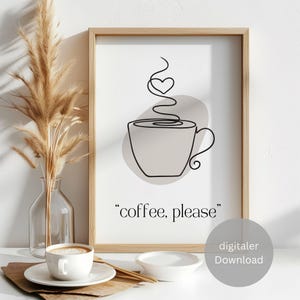 Kitchen poster &quot;Coffee&quot;, kitchen poster coffee, coffee cup poster, kitchen art print, coffee cup, poster download, kitchen sayings, digital
