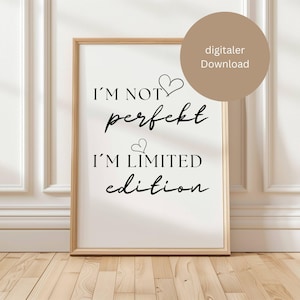 Poster living room &quot;I&#39;m not perfect&quot;, poster sayings, poster black and white, wall decoration poster, wall decoration sayings, sayings poster, digital prints