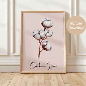 Poster living room &quot;Cotton Love&quot;, poster sayings German, poster black and white, wall decoration poster, poster bathroom, decoration poster, download