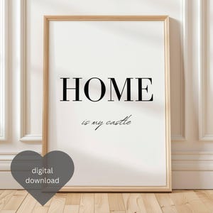 Poster living room &quot;Home&quot;, poster sayings German, poster black and white, wall decoration poster, wall decoration sayings, sayings poster, digital print