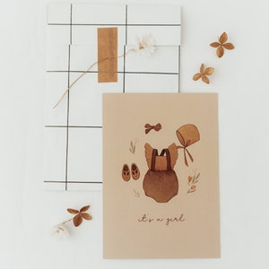 Karte "It's a girl", Glückwunschkarte zur Geburt, Geburt, Geschenk, Karte Baby, Mädchen, Schwangerschaft, Karte Schwangerschaft, Babyparty