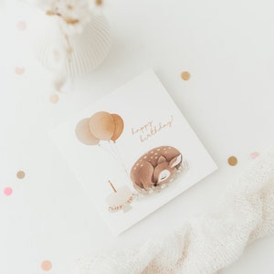 Niedliche Glückwunschkarte Happy Birthday Rehmotiv, Kindergeburtstag, Karte Tiere, Geburtstag Mädchen, Reh, Rehgeburtstag, Karte Geburtstag