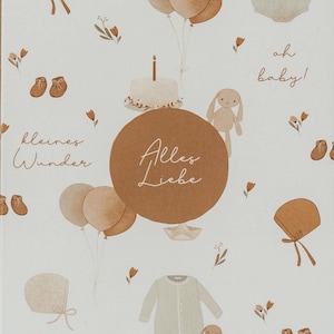 Moderne Klappkarte zur Geburt, Glückwunschkarte zur Geburt "Alles Liebe", Karte zur Geburt, Glückwunsch zur Geburt, Karte Baby