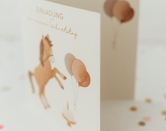 Invitation with horse motif for children's birthday, invitation for children's birthday, invitation children's birthday horse, decoration children's birthday