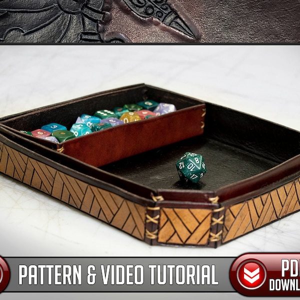 Leather Dice Box Pattern / Dice Tray / Jewelry Box / Raven Artwork / Digital Download - PDF - SVG LASER