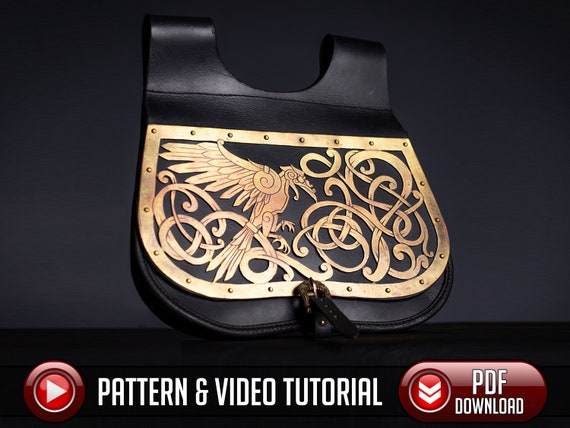 Medieval Pouch Pattern Viking Raven and Knotwork Art | Etsy