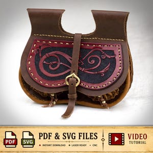 Leather Medieval Pouch Pattern / Included / Kidney Pouch / Knotwork /  - PDF - SVG LASER