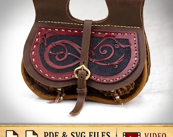 Leather Medieval Pouch Pattern / Kidney Pouch / Knotwork | PDF + SVG