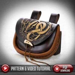 Leather Viking Belt Pouch Pattern / Digital Download / Viking Serpent - PDF - SVG LASER