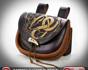 Leder Wikinger-Gürteltasche Muster / Digital Download / Wikinger Schlange - PDF - SVG LASER
