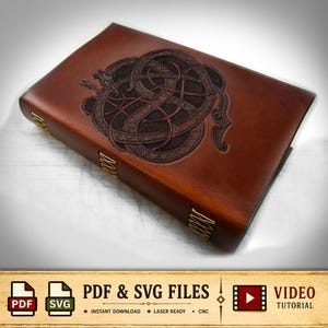 Mönster för läderbok / Vikingaorm / Digital nedladdning - PDF - SVG LASER