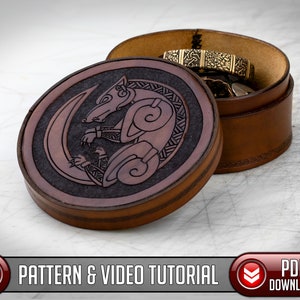 Patroon leren doos / Viking Wolf-ontwerp / Digitale download - pdf - SVG-LASER