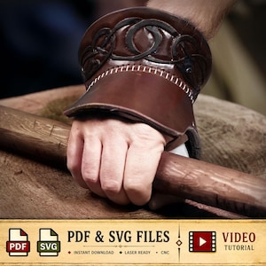 Leather Demi Gauntlet Pattern / Viking Knotwork -  / SCA / Larp / Costume - PDF - SVG Laser