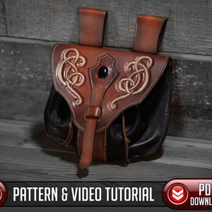 Leather Medieval Pouch Pattern /  Digtial Download / Knotwork - PDF - SVG LASER