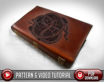 Leather Book Pattern / Viking Serpent / Digital Download - PDF - SVG LASER