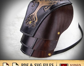 Shoulder Armor Pattern -  / SCA / Larp / Costume with Yggdrasil / The World Tree - PDF - SVG Laser