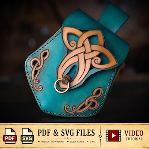 Modello per marsupio in pelle fantasy 2 - Nodi vichinghi/celtici - PDF SVG LASER