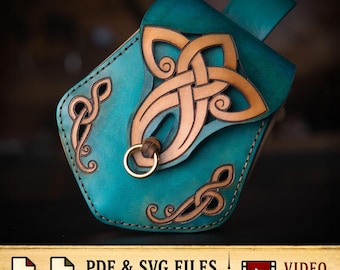 Pochette en cuir fantaisie motif 2 - entrelacs viking / celtique - PDF SVG LASER