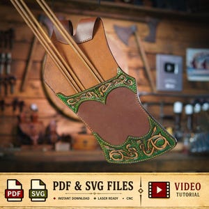 Leather Quiver Pattern / Belt Quiver / Viking Knotwork - PDF - SVG LASER
