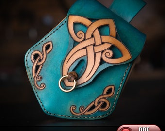 Fantasie leren zakje patroon 2 - Viking / Celtic Knotwork - PDF SVG LASER