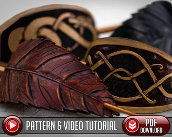 Leather Hairslider Pattern / Barrette Pattern / Viking Artwork and Leaf Designs / Digital Download - PDF - SVG LASER