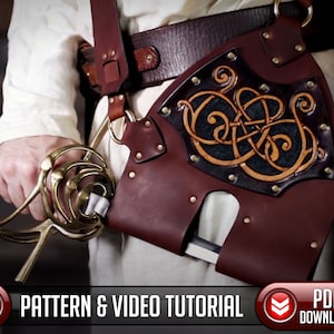 Patrón de tahalí de cuero / Ilustración vikinga / Descarga digital - PDF - SVG LASER