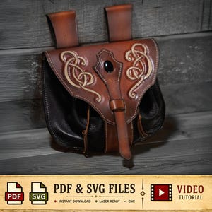 Leather Medieval Pouch Pattern /  Digtial Download / Knotwork - PDF - SVG LASER