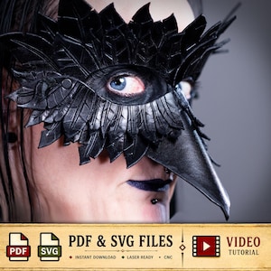 Leather Raven Mask Pattern / Bird Mask Pattern / Digital Download - PDF - SVG LASER