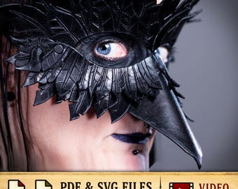 Leather Raven Mask Pattern / Bird Mask Pattern / Digital Download - PDF - SVG LASER