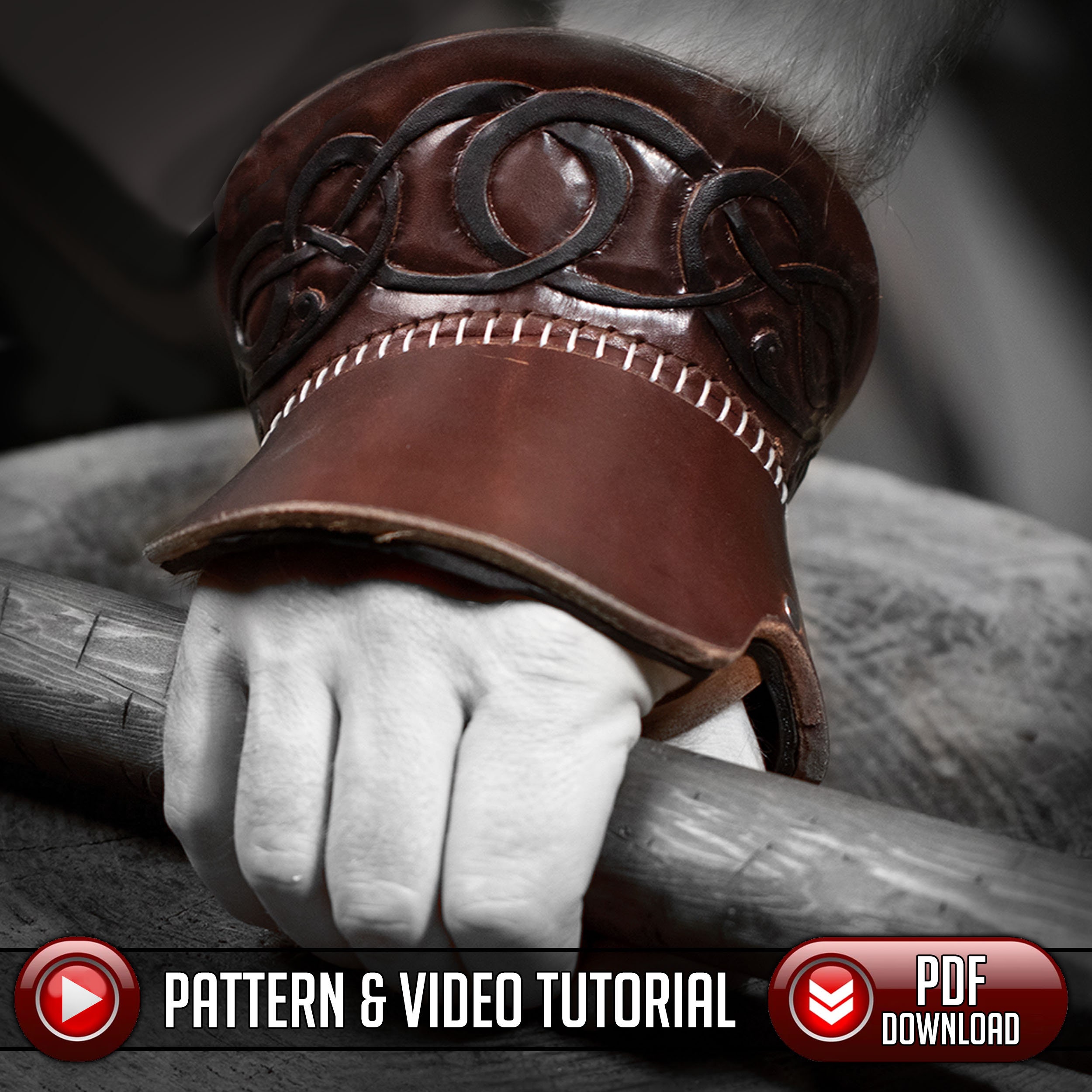 Leather Demi Gauntlet Pattern / Viking Knotwork / SCA / LARP Etsy