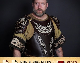 Leather Breastplate Pattern - Cuirass - Viking Serpent Knotwork - PDF - SVG LASER