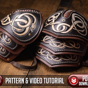 Shoulder Armor Pattern | Viking Serpent Knotwork| Leather Armor - PDF - SVG LASER