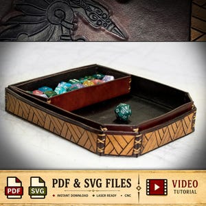 Leather Dice Box Pattern / Dice Tray / Jewelry Box / Raven Artwork / Digital Download - PDF - SVG LASER