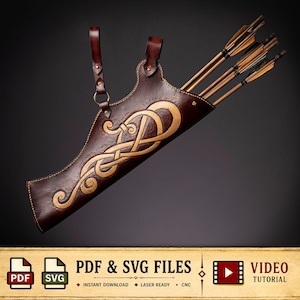 Leather Quiver Pattern / Belt Quiver / Viking Knotwork - PDF - SVG LASER