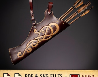 Leather Quiver Pattern / Belt Quiver / Viking Knotwork - PDF - SVG LASER