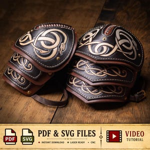 Shoulder Armor Pattern | Viking Serpent Knotwork| Leather Armor - PDF - SVG LASER