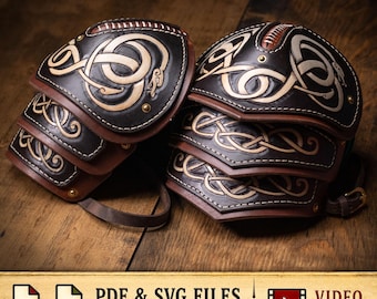 Shoulder Armor Pattern | Viking Serpent Knotwork| Leather Armor - PDF - SVG LASER