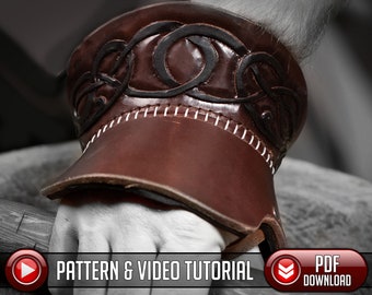 Leather Demi Gauntlet Pattern / Viking Knotwork -  / SCA / Larp / Costume - PDF - SVG Laser