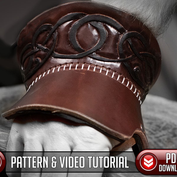 Leather Demi Gauntlet Pattern / Viking Knotwork -  / SCA / Larp / Costume - PDF - SVG Laser