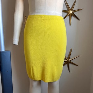 1980&#39;s United Colors of Benetton Lemon Yellow Knit Skirt
