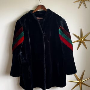 1970s Boss Black Faux Fur coat, Plus Size