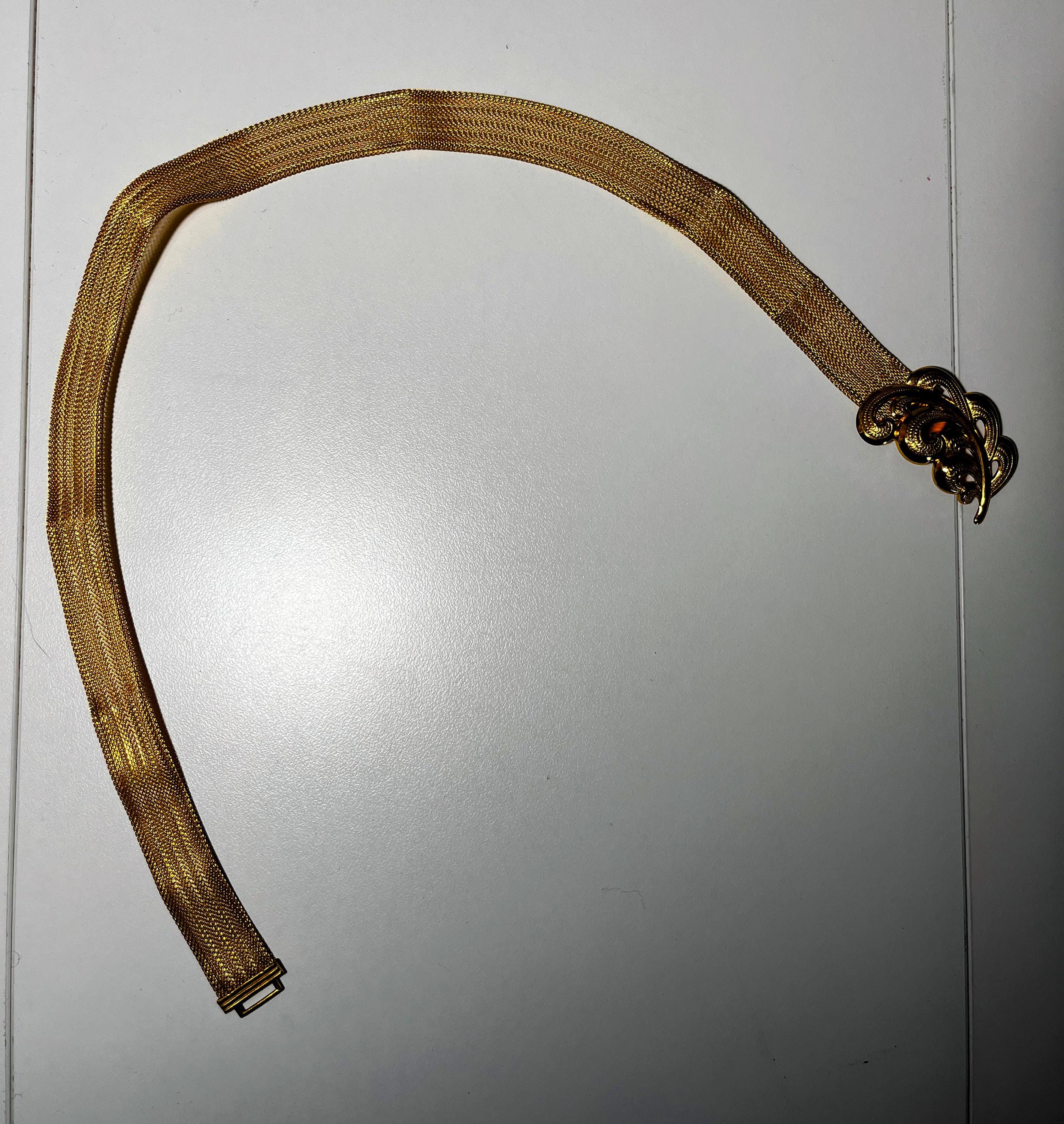 1940s Forstner Gold Mesh Belt, Sculptural Scroll Buckle  display picture 3