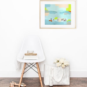 Whats in the water art print of abstract figurative painting living room decor seascape people beach contemporary sea pastel image 3