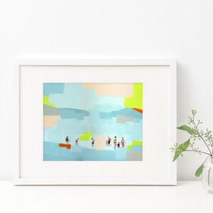 Whats in the water art print of abstract figurative painting living room decor seascape people beach contemporary sea pastel image 2
