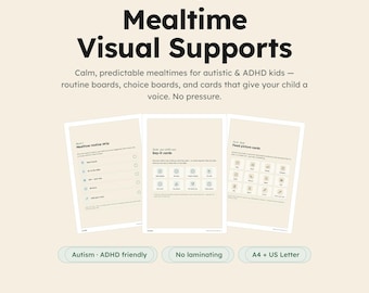 Autism Mealtime Visual Supports | Now & Next Board, Choice Board, Communication Cards | ADHD Picky Eater Printable | Instant Download