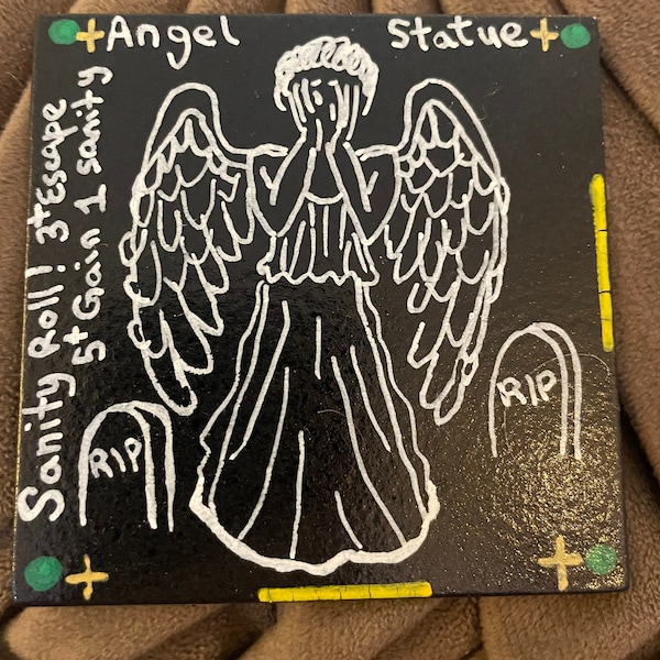 Betrayal Expansion Tile:  Weeping Angel Statue!   Hand-Painted Add-On Room Tile with Accessibility Features!