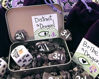 Amethyst Caverns: Individual Game Pieces!  Compatible with Catan + TTM addons!  Bribe Dragons, Upsell Trades, and Leverage the Economy!